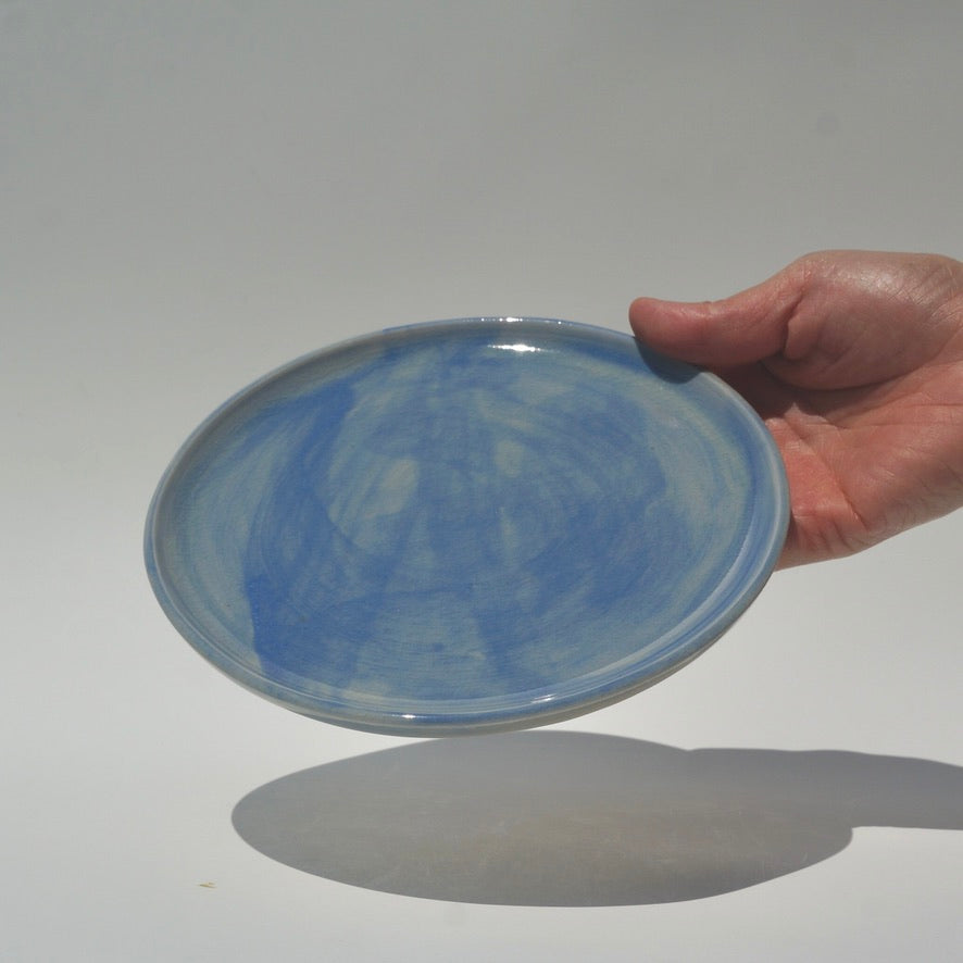 Snack plate, blue cloud