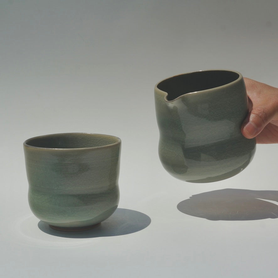 Bubble pitcher, celadon