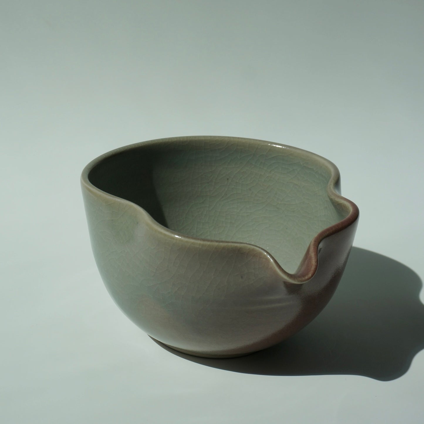 Wavy Matcha Bowl, Celadon blush