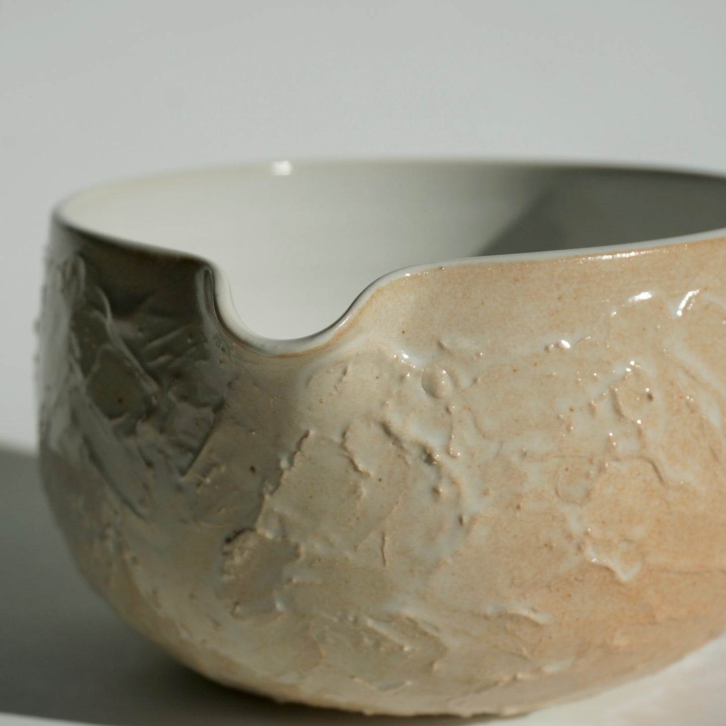 Matcha bowl, Textured white glossy version