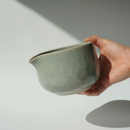 Faceted matcha bowl, Celadon