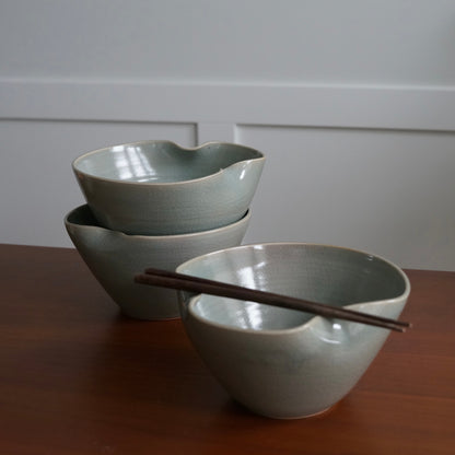 Folded ramen bowl, Celadon
