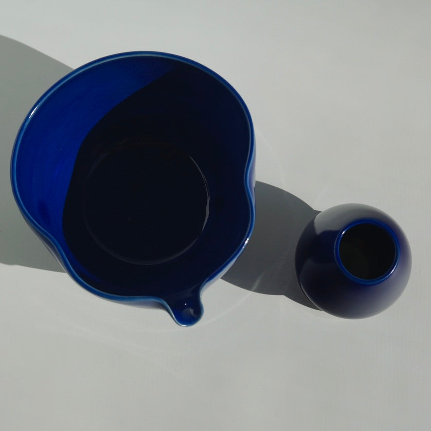 Wavy Matcha Bowl, Cornflower blue