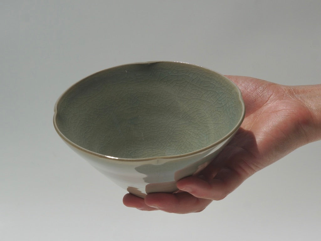 Petal snack bowl, Celadon