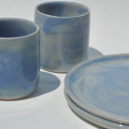 Snack plate, blue cloud
