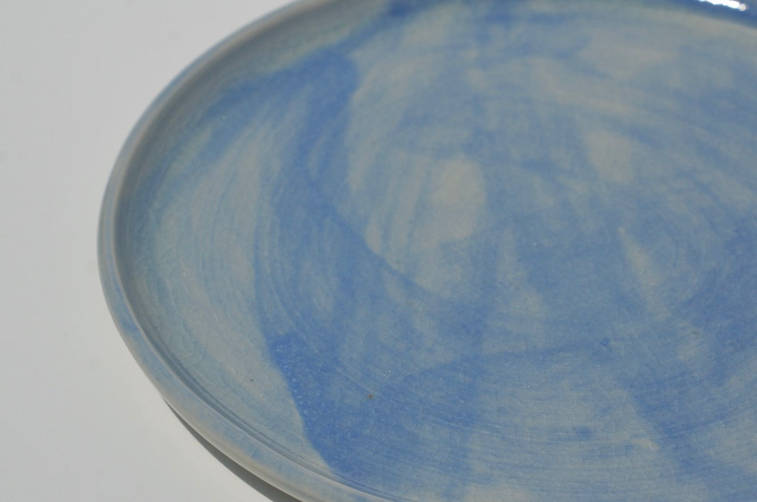 Snack plate, blue cloud