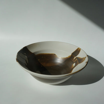 Serving bowl, Satin amber