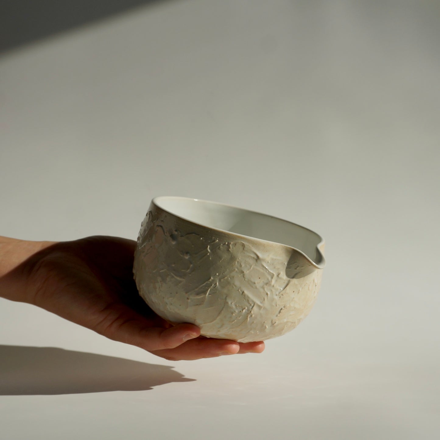Matcha bowl, Textured white glossy version