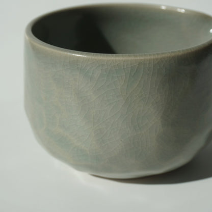 Faceted matcha bowl, Celadon