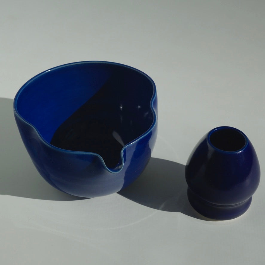 Wavy Matcha Bowl, Cornflower blue