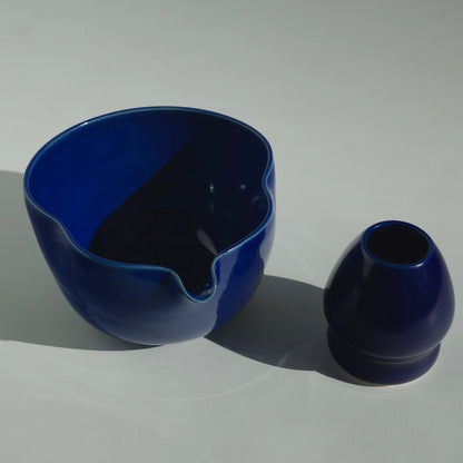 Wavy Matcha Bowl, Cornflower blue