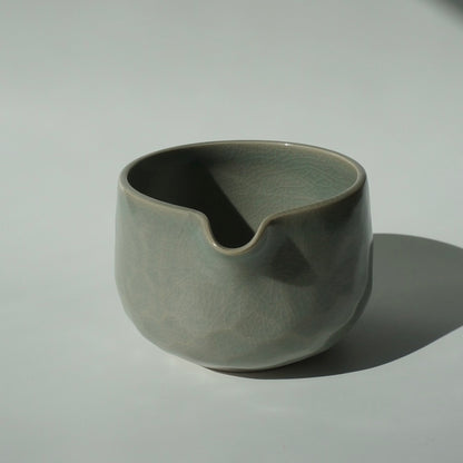 Faceted matcha bowl, Celadon