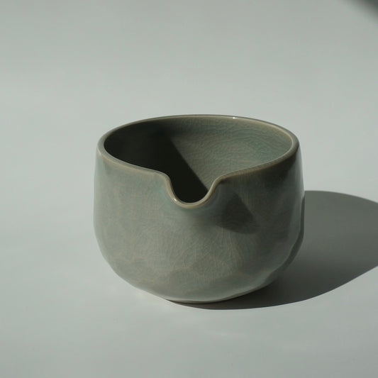 Faceted matcha bowl, Celadon