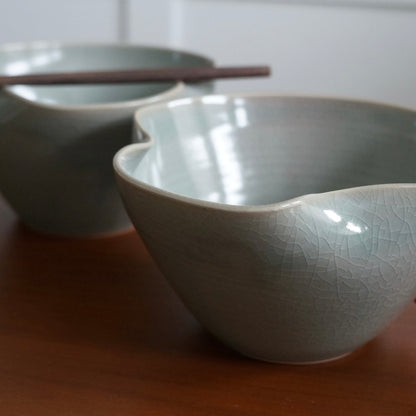 Folded ramen bowl, Celadon