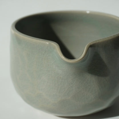 Faceted matcha bowl, Celadon