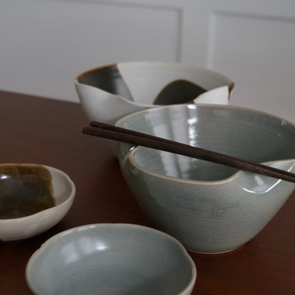 Folded ramen bowl, Celadon