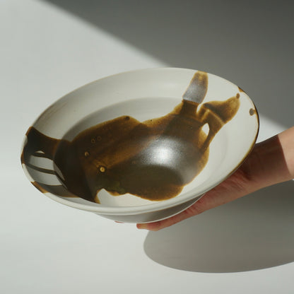 Serving bowl, Satin amber