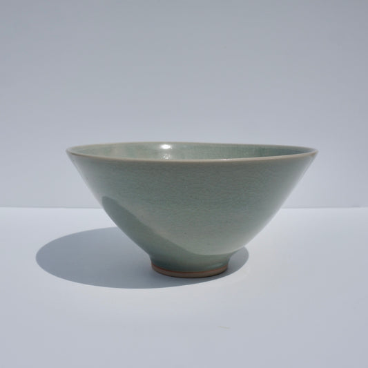 handmade ceramic large serving bowl in crackled celadon glaze by Kongji Pottery