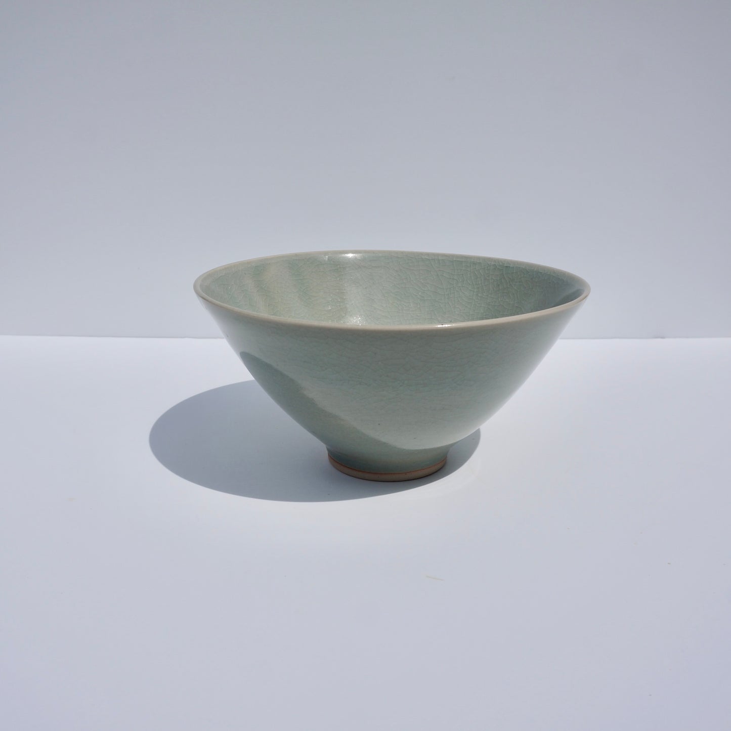 handmade ceramic large serving bowl in crackled celadon glaze by Kongji Pottery