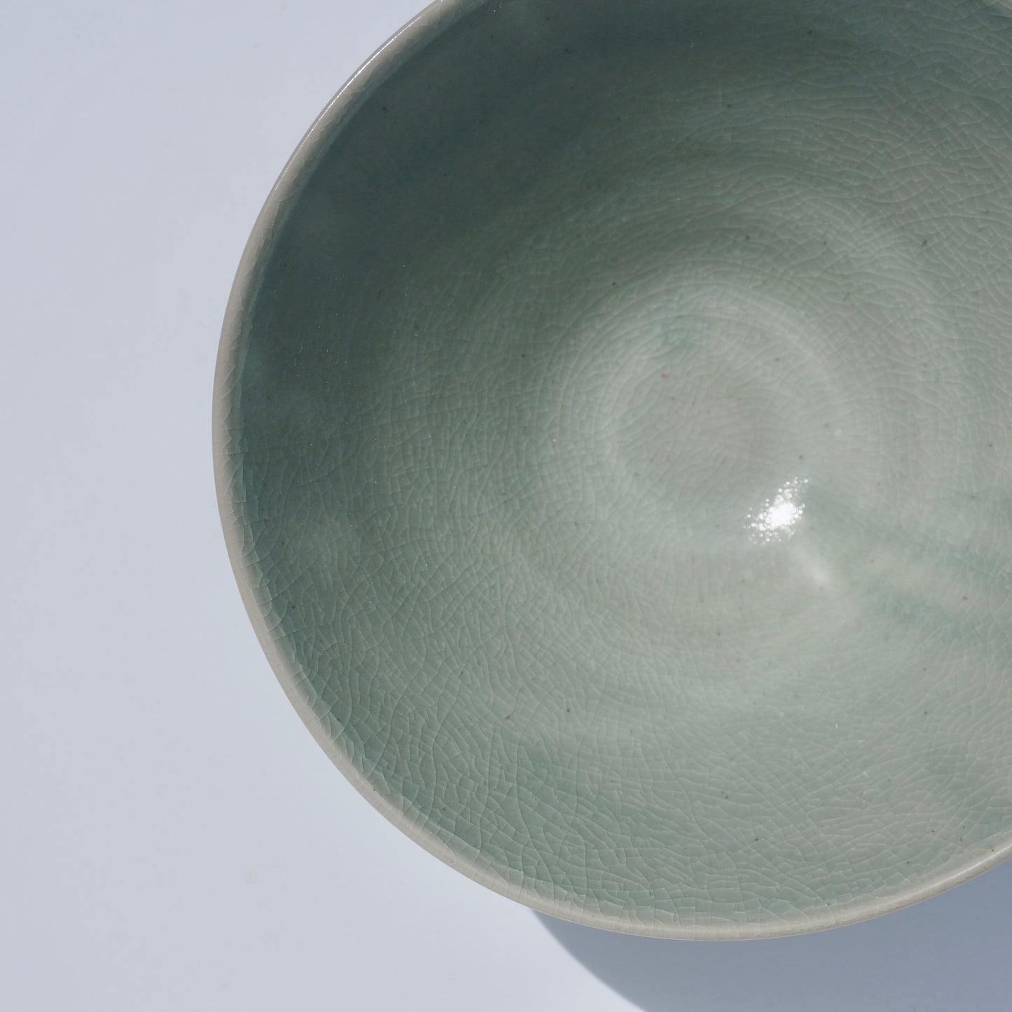 handmade ceramic large serving bowl in crackled celadon glaze by Kongji Pottery