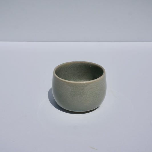 handmade ceramic tea/espresso cup in crackled celadon glaze by Kongji Pottery