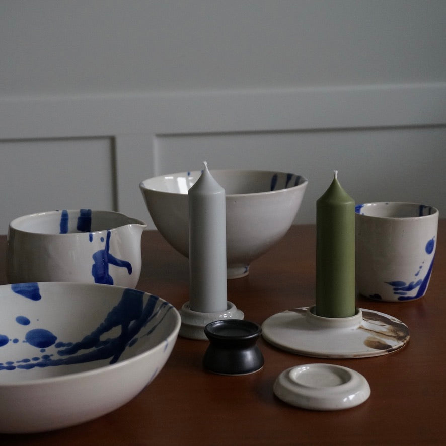 handmade ceramic tableware in cobalt blue by Kongji Pottery