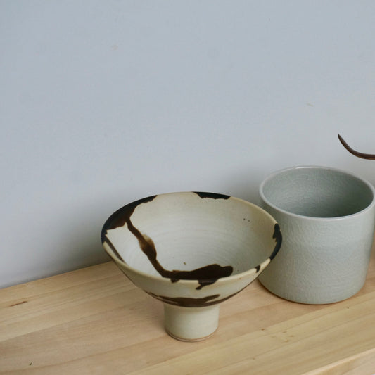 handmade ceramic pedestal bowl by Kongji Pottery