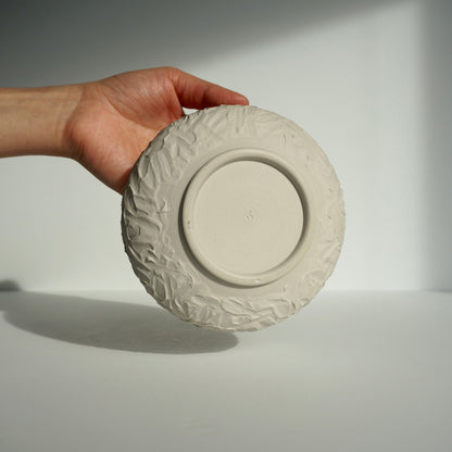 handmade ceramic textured white matcha bowl by Kongji Pottery